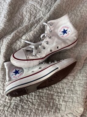 Converse White Canvas Sneakers with Black Print